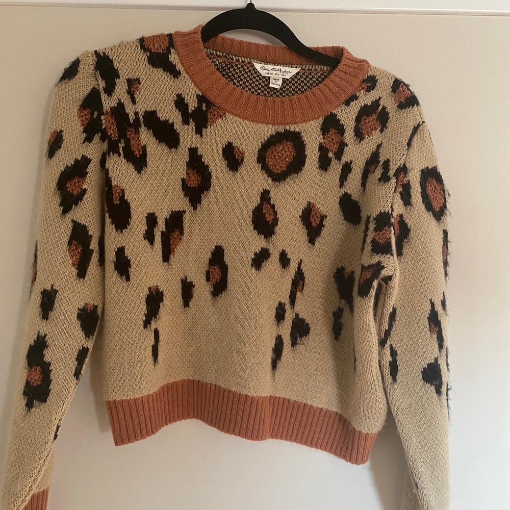 EUC waist length leopard print sweater